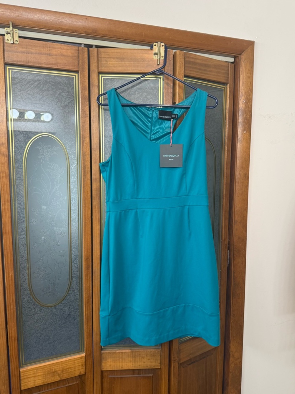 Cynthia Rowley Teal V-Neck Sheath Dress, BRAND NEW